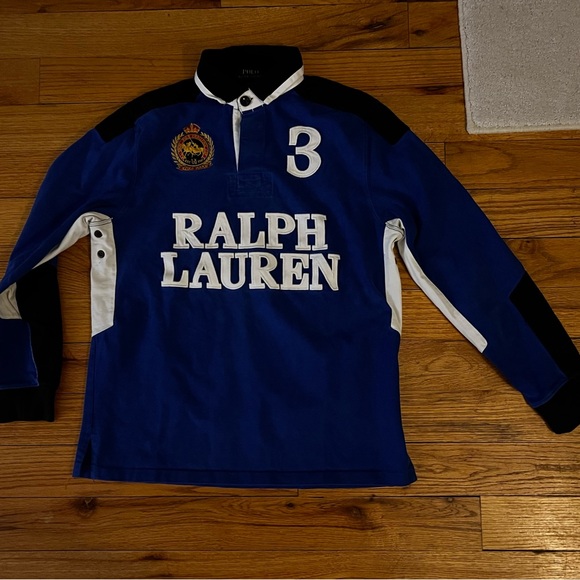 Polo Ralph Lauren Other - Polo by Ralph Lauren Blue and Black Long Sleeve Snow Challenge Rugby Shirt
